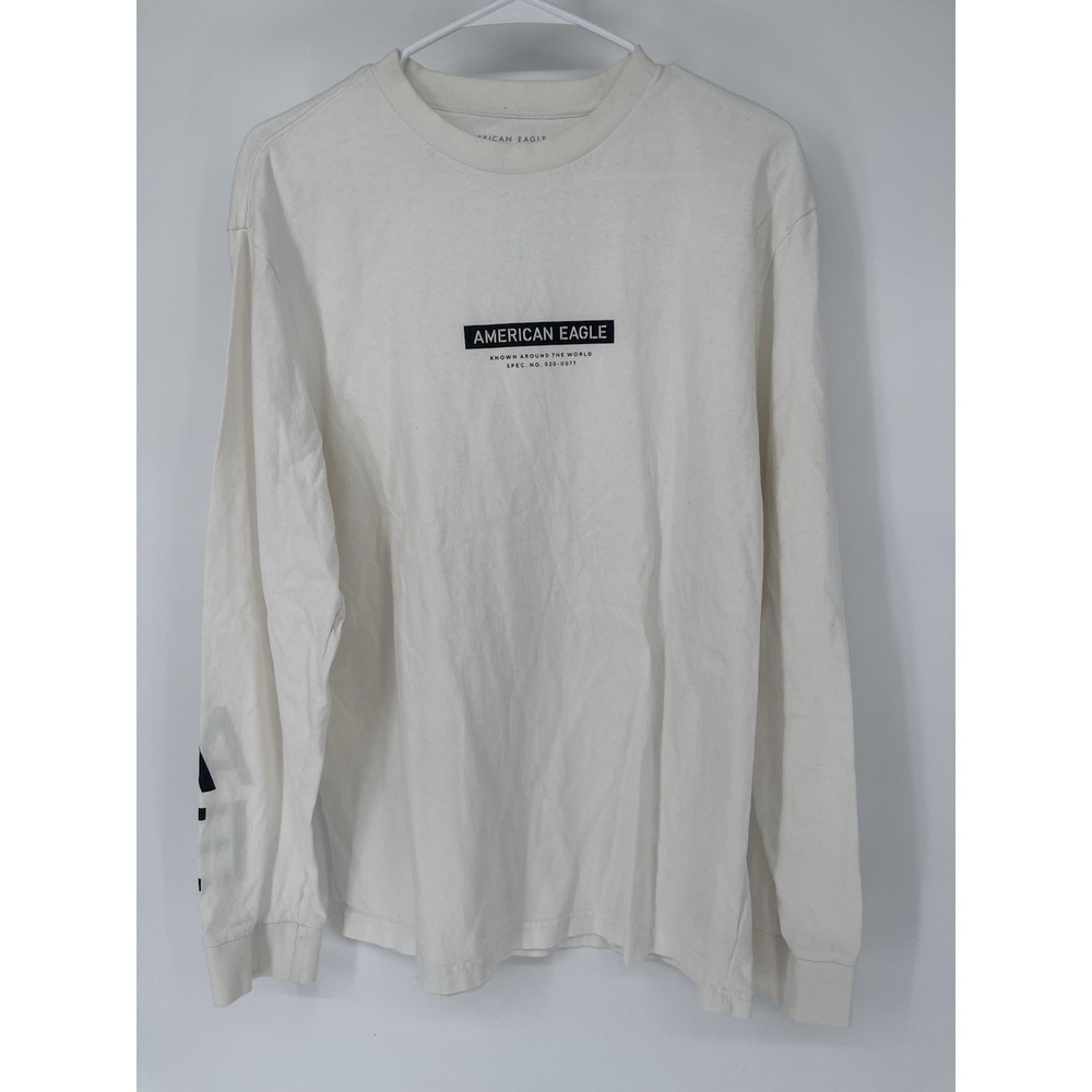 American Eagle Mens‎ Standard Fit Long Sleeve TShirt White Size L